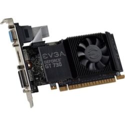 EVGA Low Profile EVGA GT730 1GB Video Graphics Card GD5, PCI-E, VGA, HDMI, DVI-I with Heatsink+fan. Retail Pack, UEFI compliant