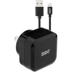 3Sixt Wall Charger AU 4.8A - Lightning Cable 1m - Black