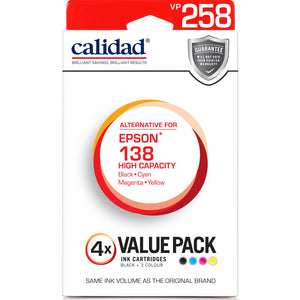 Calidad Alternative Ink Cartridge for Epson 138 (4-Pack/BCMY)