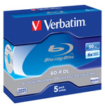 Verbatim 43748 6x BD-R Dual Layer Blu-ray Discs 50GB 5 Pack