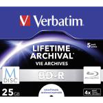 Verbatim M-Disc BD R 25GB (5 Pack), Hardcoat scratch guard protection, Jewel Case, White Inkjet Printable, 4x Speed