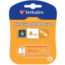 Verbatim Store'n'Go Pinstripe USB Drive 4GB (Volcanic Orange)