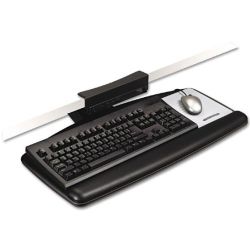 3M Tool Free Installation Knob Adjust Keyboard Tray with Standard Keyboard and Mouse Platform, 17 in Track- Black