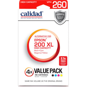Calidad High Yield Alternative Ink Cartridge for Epson 200XL (4Pack/BCMY)