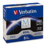 Verbatim M DISC BDXL 100GB 4X with Branded Surface 5pk Jewel Case Box