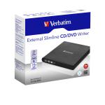 Verbatim External Slimline Mobile CD/DVD Writer USB 2.0 Black