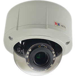 ACTI-E815 5MP OUTDOOR DOME 4.3X ZOOM LENS F3.1-13.3MM F1.4-4.0 1080P/30FPS POE DI/DO