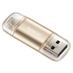 Apacer AH190 16GB Gold Dual Flash (USB 3.1 Type A + Lightning)(Apple MFi Certified, works with iPhone iPad)