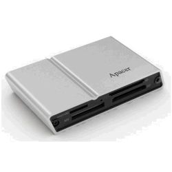 Apacer APAM404S-S MegaSteno AM404 External USB2 Card Reader reads SDHC, Mini SDHC, MMC, MS Pro Duo and M2, Silver Aluminium Alloy