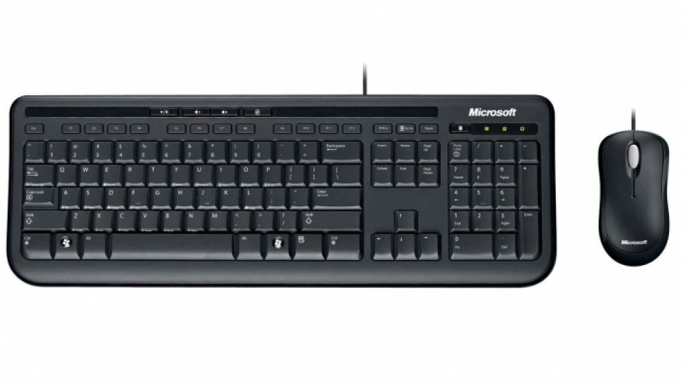 Microsoft Wired Desktop 600 Keyboard & Mouse Combo, USB, Black, Retail