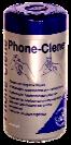 Phone-Clene  - Strong bactericidal wipes for cleaning and sanitising telephones and mobile phones. Ideal when hot desking to reduce cross contamination. Kills up to 99.9% of germs. 30% IPA. Wipe size