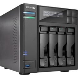 Asustor 4-Bay NAS, Intel Celeron Quad-Core, 8GB SODIMM DDR3L, GbE x 2, USB 3.0 Type A x3 and USB 3.0 Type C x1, WoW, System Sleep Mode, AES-NI encrypt