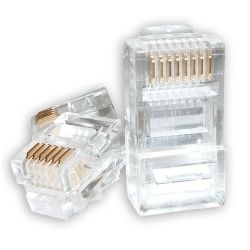 Astrotek RJ45 Connector Modular Plug Crimp 8P8C Cat5e LAN Network Ethernet Head 2 Prong Blade 3u' Transparent (pack of 20pcs)