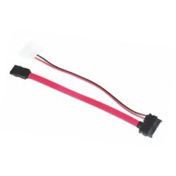 Astrotek Slim SATA Cable 50cm + 10cm 6-Pins + 7-Pins to 4-Pins + 7-Pins Red Colour