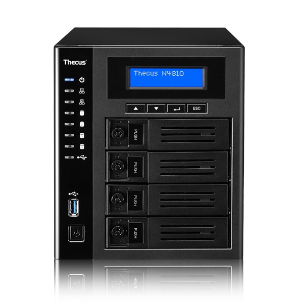 Thecus N4810 4Bay Tower NAS RAID (0,1,5,6,10, JBOD), USB 3.0 Type C, Display Port, HDMI, SPDIF,  2x GBE. 4x SATA. (LS)