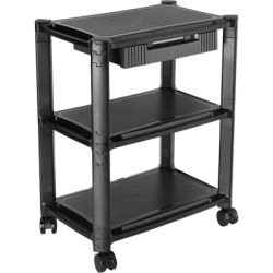 Brateck Height-Adjustable Modular Multi Purpose Smart Cart XL with Three-Tier and Drawer  13''-32'' Monitors Weight Capacity 10kg per layer