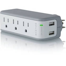 Mini Surge Wall Mount with USB Charger - White/Gray