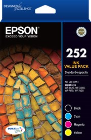 Epson 252 std Capacity 4 Colour Value Pack-Epson WorkForce WF-3620, WF-3640, WF-7610, WF-7620