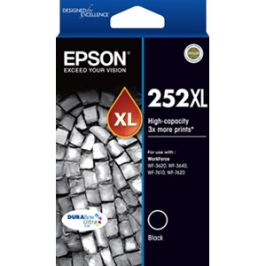 Epson 252XL High Capacity DURABrite Ultra Black Ink for WorkForce Pro WF-3620, 3640, 7610, 7620