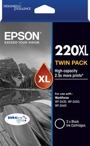 Epson 220XL High CAP Black Twin Pack for WF-2630, WF-2650 and WF-2660