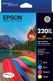 Epson 220XL Capacity Four Colour Value Pack (Black, Cyan, Magenta and Yellow)-Epson WorkForce WF-2630, WF-2650 and WF-2660