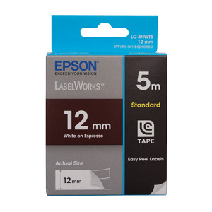 Epson C53S625109 Tape Toffy 12mm White on Expresso 5m LabelWorks: LW-300 and LW-400