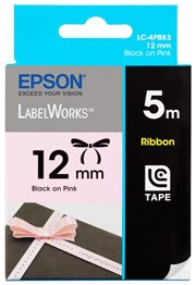 Epson Tape Ribbon 12mm Black on Pink 5m