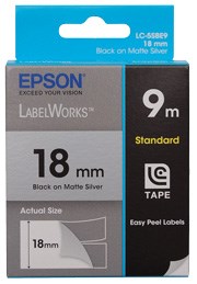 Epson C53S626105 Tape Matte 18mm Black on Silver 9m LabelWorks: LW-400