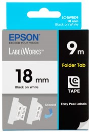 Epson Tape Folder Tab 18mm Black on White 9m