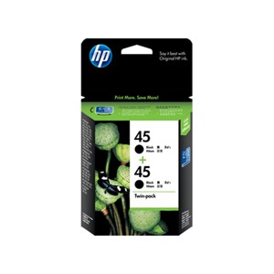 HP #45 Black Ink Cartridge Twin Pack - 883 pages each