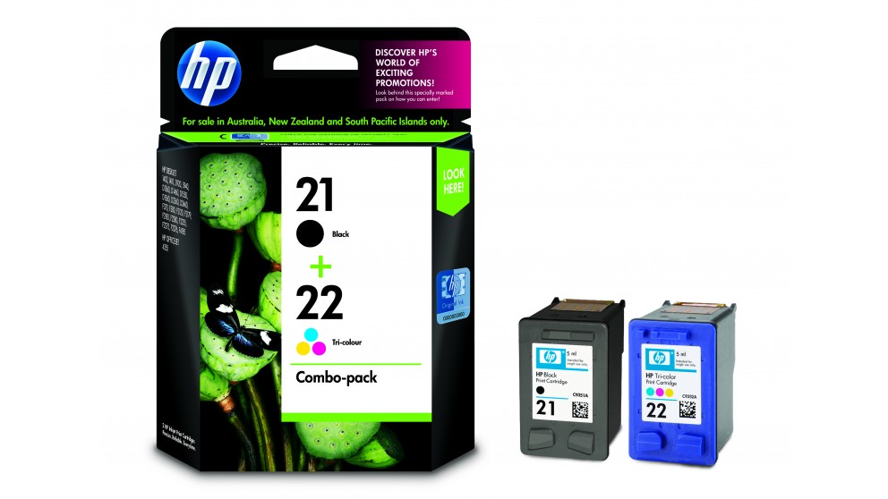 HP #21 & #22 Combo Pack (C9351AA & C9352AA) - black, 185 pages and colour 170 pages