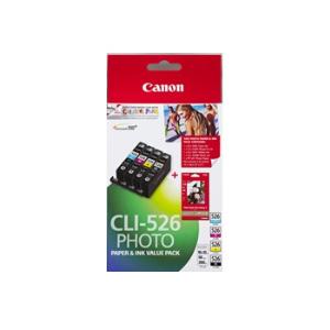 Canon CLI-526 Ink Value Pack - CLI526BK,C,M,Y & PP201 50sh