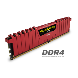 Corsair DDR4, 2133MHz 16GB 2x 288 DIMM, Unbuffered, 13-15-15-28, Vengeance LPX Red Heat spreader, 1.20V, XMP 2.0, Supports 6th Intel CoreT i5/i7