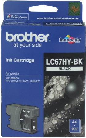 Brother LC-67HYBK Black High Yield Ink Cartridge -DCP-6690CW, MFC-5890CN/6490CW/6890CDW - up to 900 pages