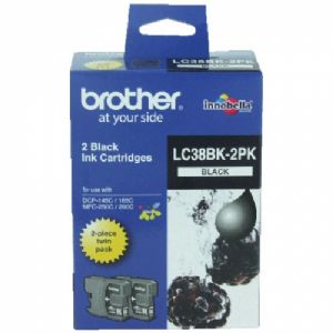 Brother LC-38BK Black Ink Cartridge Twin Pack - DCP-145C/165C/195C/375CW, MFC-250C/255CW/257CW/290C/295CN- up to 300 pages