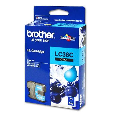Brother LC-38C Cyan Ink Cartridge- to suit DCP-145C/165C/195C/375CW, MFC-250C/255CW/257CW/290C/295CN- uo to 260 pages