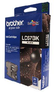 Brother LC-67BK Black Ink Cartridge- DCP-385C/395CN/585CW/6690CW/J715W, MFC-490CW/5490CN/5890CN/6490CW/6890CDW/790CW/795CW/990CW- up to 450 pa