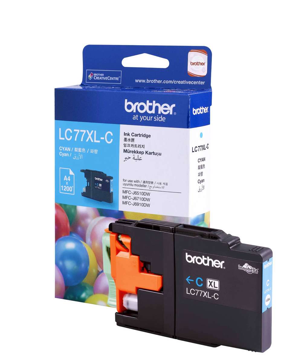 Brother LC-77XLC Cyan Super High Yield Ink Cartridge- MFC-J6510DW/J6710DW/J6910DW/J5910DW - up to 1200 pages