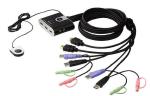 Aten Petite 2 Port USB HDMI KVM Switch with Audio and Remote Port Selector - 1.2m Cables Built In.