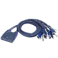 Aten Petite 4 Port USB VGA KVM Switch with Audio - 1.8m Cables Built In