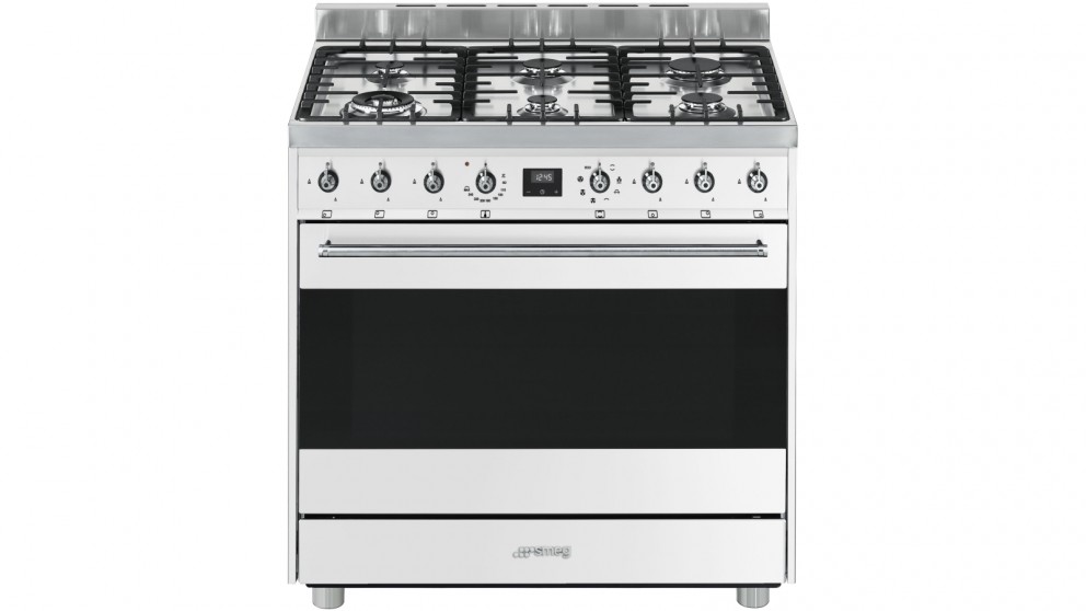 Smeg 90cm Freestanding Cooker with Electronic Touch Clock - White