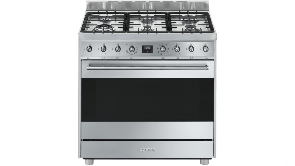 Smeg 90cm Freestanding Cooker with Electronic Touch Clock - Stainless Steel