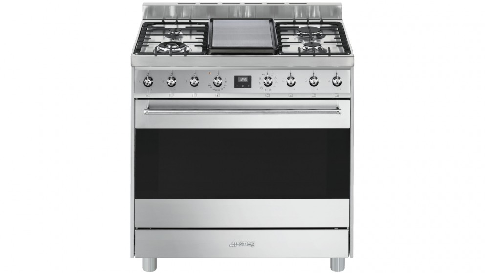 Smeg 90cm Freestanding Cooker with Electronic Touch Clock - Stainless Steel