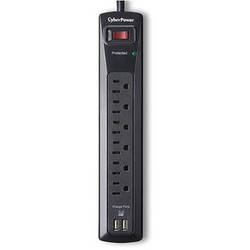 CSP604U Surge Protector 2-2.1A USB Ports 6 Out 1200J 4FT Cord $50K Ceg