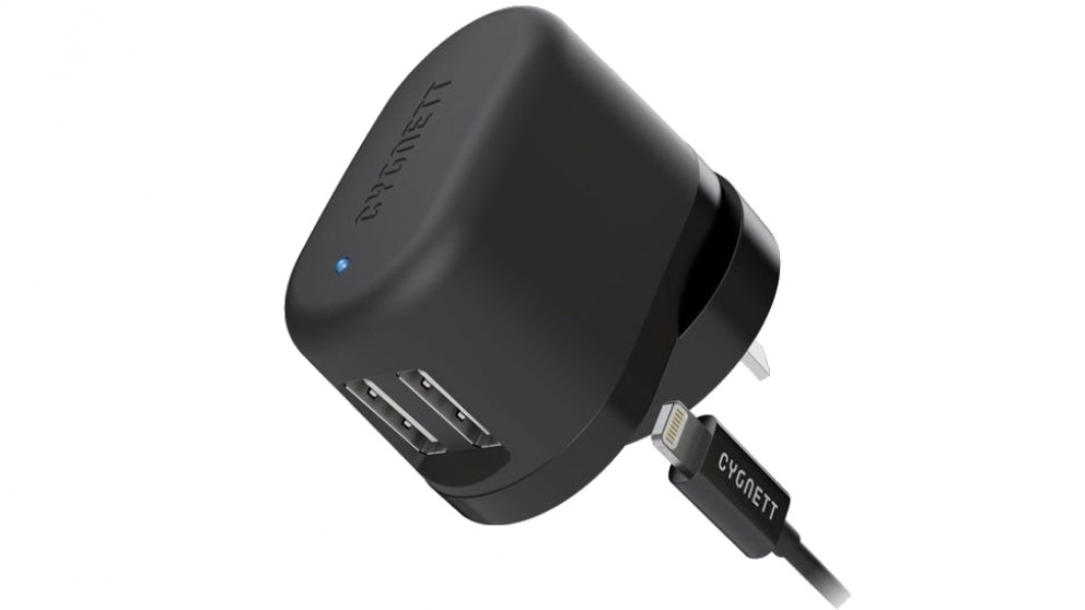 Cygnett Dual USB Wall Charger with Lightning Cable