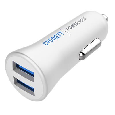 Power Mini 2.4 Dual USB Car Charger White