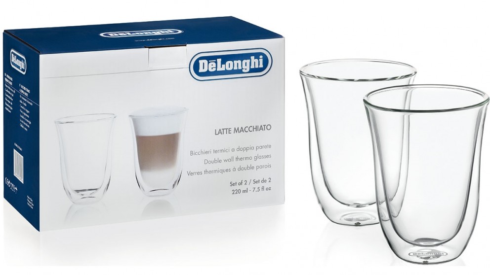 DeLonghi Pack of 2 Latte Macchiato Dual Wall Thermo Glass
