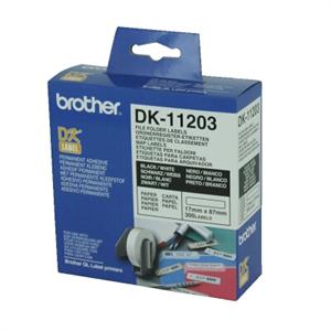 Brother DK-11203 White File Folder Labels 17mm x 87mm, 300 Labels per roll