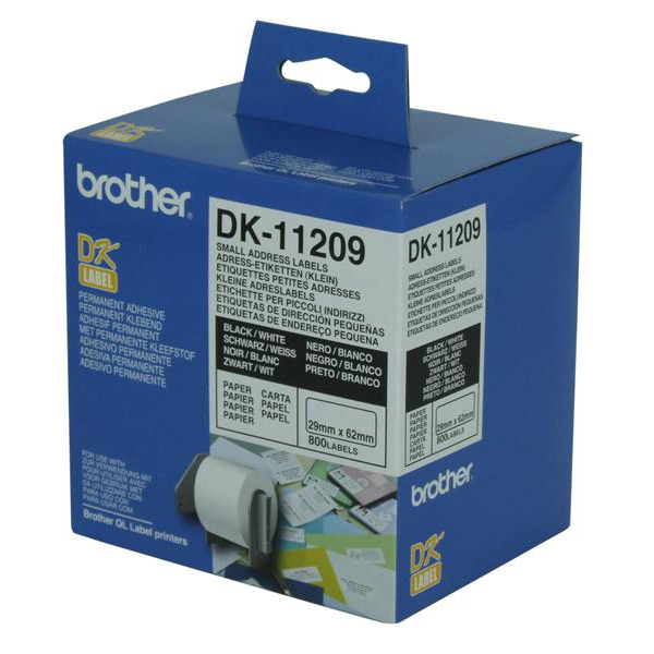 Brother DK-11209 White Small Address Label 29mm x 62mm 800 Labels/Roll