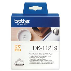 Brother DK-11219 White Round die-cut Labels 12mm Diameter 1200 Labels per roll